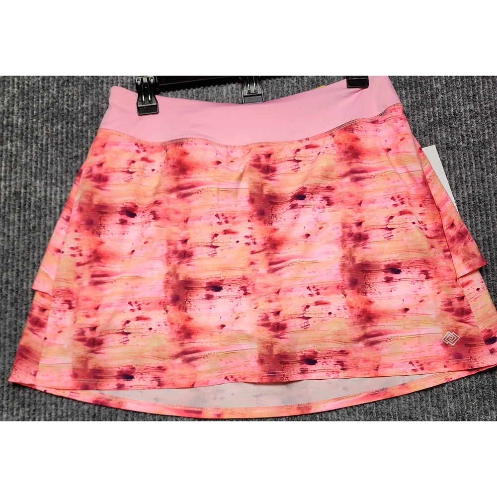 Zelos Womens Pink Orange Print Athletic Skort Builtin Shorts size S golf